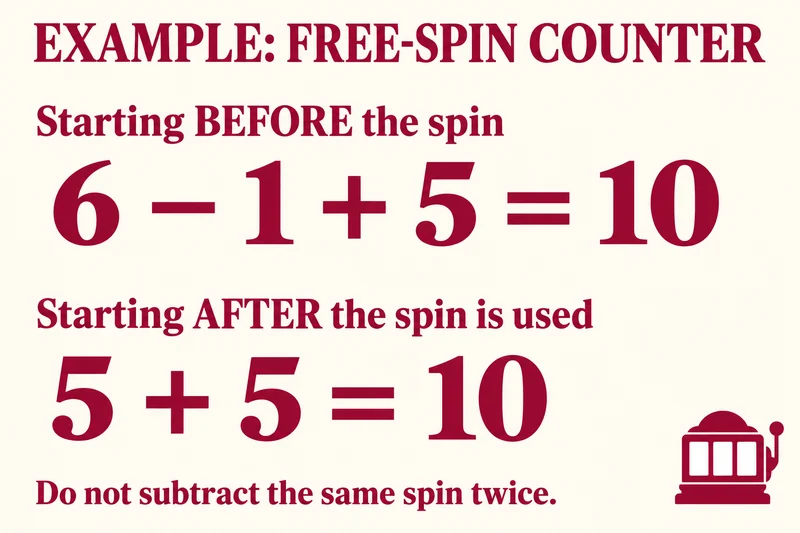 Two equations show 6 minus 1 plus 5 equals 10, or an after-use balance of 5 plus 5 equals 10.